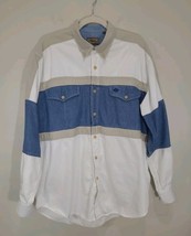 Vintage Roper Long Sleeve Shirt L Large Color Block Tan Khaki Blue Jean ... - €18,78 EUR
