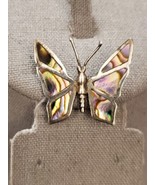 Vintage Sterling Silver Abalone Butterfly Pin Stamped Mexico - £31.85 GBP