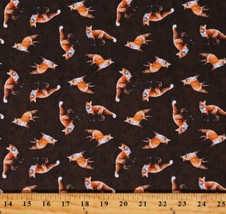 Cotton Foxes Animals Back Country Brown Cotton Fabric Print by the Yard D511.52 - £12.72 GBP