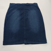 One 5 One MS14252Z Women's Blue Cotton Blend Stretch Denim Slit Skirt Size Large image 10