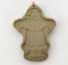 Brown Bag Cookie Art Mold Santa Claus Stars Giant Stamp Gift Ceramic Vtg... - $13.42