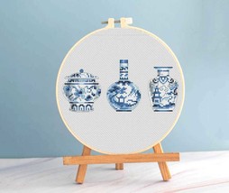 Chinese cross stitch vases pattern pdf - Ancient vase embroidery Chinese vase  - £3.37 GBP
