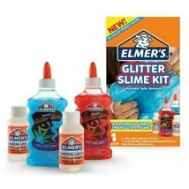 Elmer&#39;s Glitter Slime Kit Everything you Need Sparkle 4 Piece Kit Blue Red Kids - £8.57 GBP