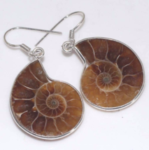  Beautiful Ammonite Fossil Earrings, 925 Silver, Handmade  - £20.32 GBP