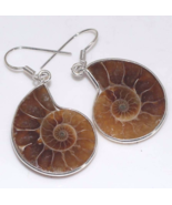  Beautiful Ammonite Fossil Earrings, 925 Silver, Handmade  - £20.54 GBP