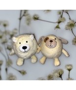 Lot of 2-Lubies Plushes Polar Bear &amp; Puppy Dog Stuffed Animal Toy Round ... - $21.73