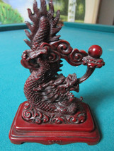 Chinese Red Dragon Serpent Red Resine 6&quot; Tall Marked 2000 [*Dragon] - £98.92 GBP