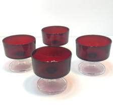 Ruby Red Dessert Champagne Glasses Sherbet Cup Luminarc Made in France Set 4 VTG - £19.38 GBP