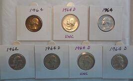 Lot Of 7 Washington 90% Silver Quarters One 1962, Six 1964 Beautiful Con... - $94.04