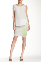 New Womens Designer Tahari Yellow White Tan Skirt Lined Office 10 NWT Om... - $97.02