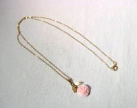 Vintage 12K Gold Filled G.F. Angel Skin Coral Rose Necklace K1372 - £54.81 GBP