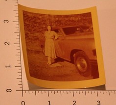 Vintage Photo of a woman leaning on an old car 1948 Sepia BI1 - £3.86 GBP