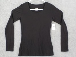 32 Degrees Heat Shirt Womens Sz M (8-10) Black Longsleeve Scoopneck Stretch Nwmd - $9.99