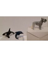 HAGEN RENAKER Miniature Figurine Lot Schnauzer Dog Killer Whale &amp; Dolphin  - $41.95