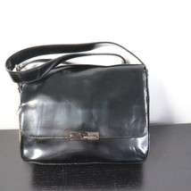 New Enzo Angiolini Black Patent Vegan Leather Rectangular Shoulder Bag P... - $24.00