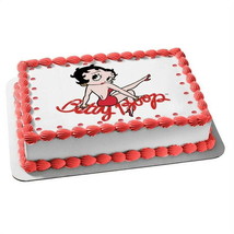 Betty Boop Red Dress Hoop Earrings Black Hair Dot Border Edible Image Ca... - €17,20 EUR