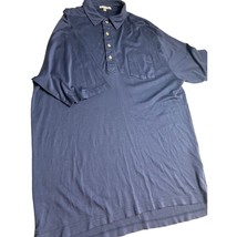 Peter Millar Men Golf Polo Shirt Navy Blue 100% Cotton Short Sleeve Larg... - $18.78