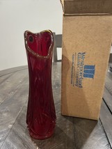 Westmoreland Glass Amberina Pattern Swung Vase 9.25” Vtg Box Sticker - $59.39