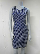 100% Silk Blue Glass Bugle Beaded Disco Party Cocktail Bodycon Wiggle Dress S - £99.55 GBP