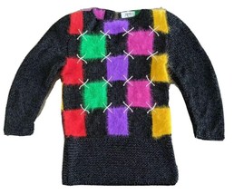 Carole Vintage Sweater Checkered Pattern Women&#39;s Sz Small(?) Long sleeve C2 - £22.68 GBP