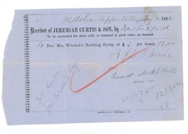 Mrs. Winslow&#39;s Syrup Curtis 1865 invoice Hillsboro Upper Village NH pate... - £17.29 GBP