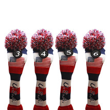 USA Majek Golf #3 4 5 6 Hybrid Headcovers Pom Pom Knit Classic Vintage Look - £44.90 GBP