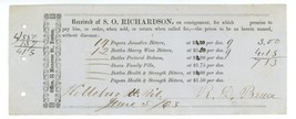 Richardson bitters 1863 invoice Hillsboro Village New Hampshire NH ephemera - £22.81 GBP