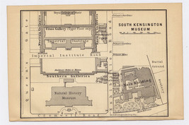 1894 Original Antique Map Of Victoria And Albert Museum South Kensington London - £21.07 GBP