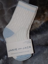 Janie and Jack White/Blue Cable Knit Ribbed Crew Socks Size 6/12 Months Boy&#39;s - £7.99 GBP