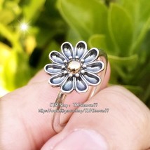 925 Sterling Silver Oopsie Daisy Ring With  18K gold plated  And  Enamel Ring  - £14.54 GBP