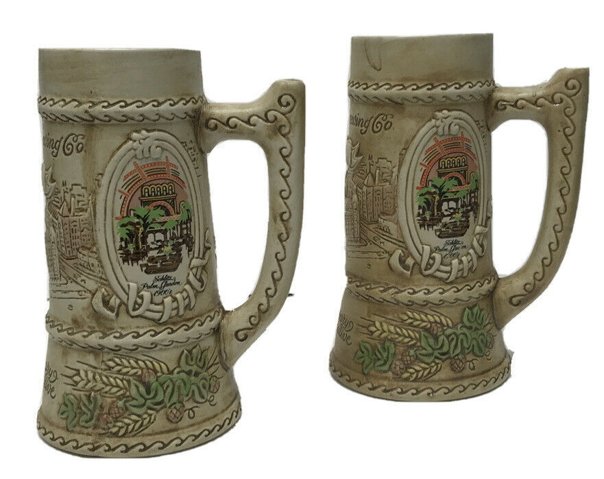 Primary image for Set 2 Vintage Schlitz Brewing Co. 125th Anniversary Commemorative Stein Mug