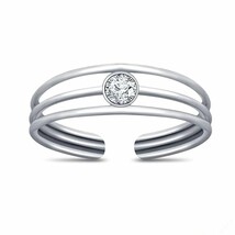 Solitaire One Stone Love Toe/Midi Ring D/FL Real Moissanite 14K White Go... - $15.90