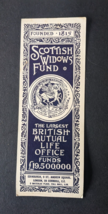 Antique Paper Bookmark SCOTTISH WIDOWS FUND ~ Edinburgh &amp; London British... - £6.22 GBP