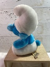 1980 Applause Smurf Plush 7&quot; Blue White Smurf Plush Sitting Figure - £5.54 GBP