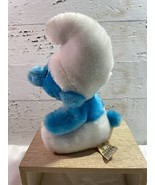 1980 Applause Smurf Plush 7&quot; Blue White Smurf Plush Sitting Figure - £5.22 GBP