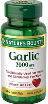 Nature&#39;s Bounty Garlic Tablets, 2000 Mg, 120 Ct, Tabletas De Ajo.. - £23.73 GBP