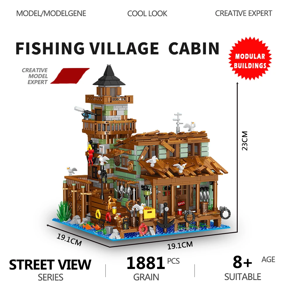 Fisherman Cabin House Model Building Blocks Creative Expert Ideas City Street - £43.51 GBP