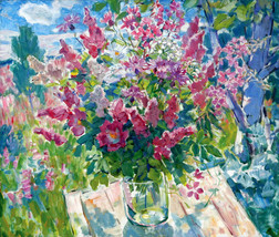 Art Giclee Printed Oil Painting Print Impressi bunch of flowers Canvas - $7.69+