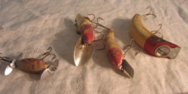 4  Vintage L &amp; S  Fishing Bass master  Topwater fishing Lures RED/WHITE - $22.50