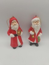 Set 2 Vintage Santa Christmas Ornaments Ardco Taiwan Porcelain 4&quot; Holiday 1989 - $23.04