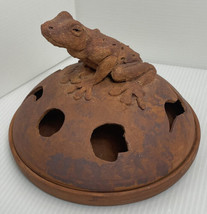 Toad Frog Clay Pottery Lidded Piece 6.5 By 5 Inches Signed Initials On B... - £16.81 GBP
