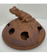 Toad Frog Clay Pottery Lidded Piece 6.5 By 5 Inches Signed Initials On B... - £16.66 GBP
