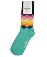 Happy Socks Diamond Argyle Ladies Unisex Mens Sock Size 9-11 Green Multi... - $22.42