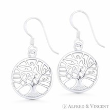 Tree-of-Life / Knowledge Etz Chaim Charm Sterling Silver Dangling Hook Earrings - £17.40 GBP