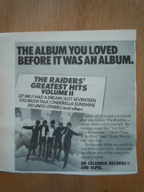 Vintage The Raider&#39;s Greatest Hits Columbia Records Print Magazine Adver... - $3.99