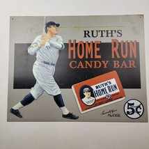 Vintage Babe Ruth Home Run Candy Bar Metal Tin Sign 16x12 Yankees - £10.98 GBP