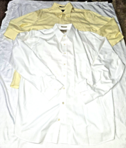 2 Eddie Bauer mens shirts XL TALL Yellow White wrinkle resistant dress M... - $24.18