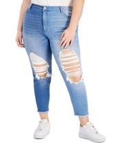 MSRP $45 Tinseltown Womens Plus Size Two-Tone Destructed Mom Jeans Blue Size 16W - £12.77 GBP