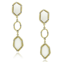 LO3692 - Gold &amp; Brush Brass Earrings with Synthetic Synthetic Stone in C... - $374.50 MXN