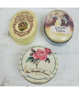 Vintage Soap Metal Tins SET OF 3 w/ Old Soaps Inside 2.5-3&quot; Collectible - $20.20